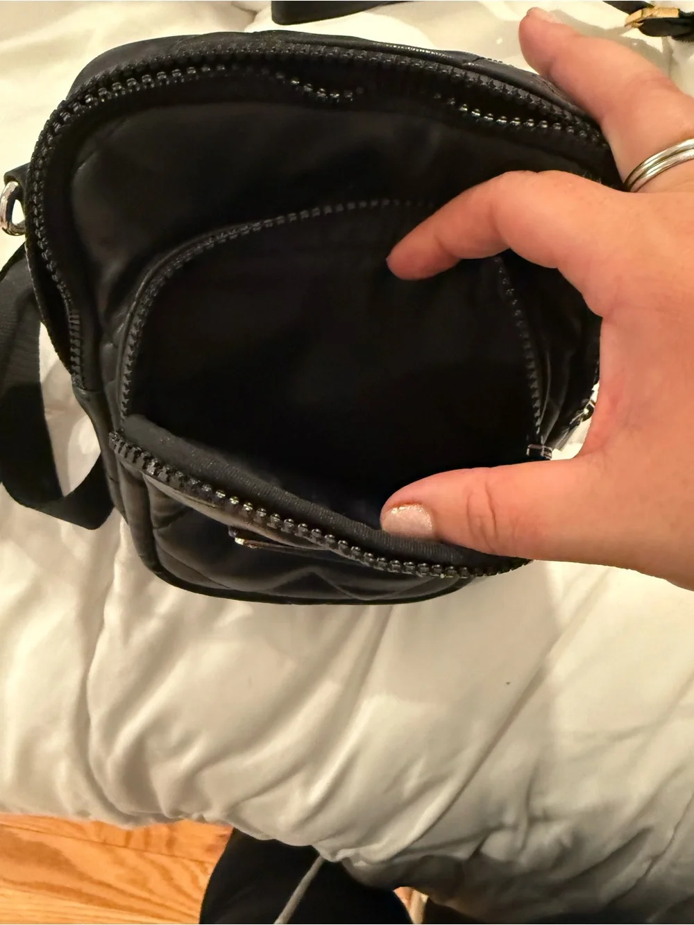 Marc Jacobs Black Quilted Mini Crossbody Pouch with Silver Hardware